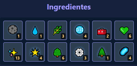 Ingredientes de Alquimia